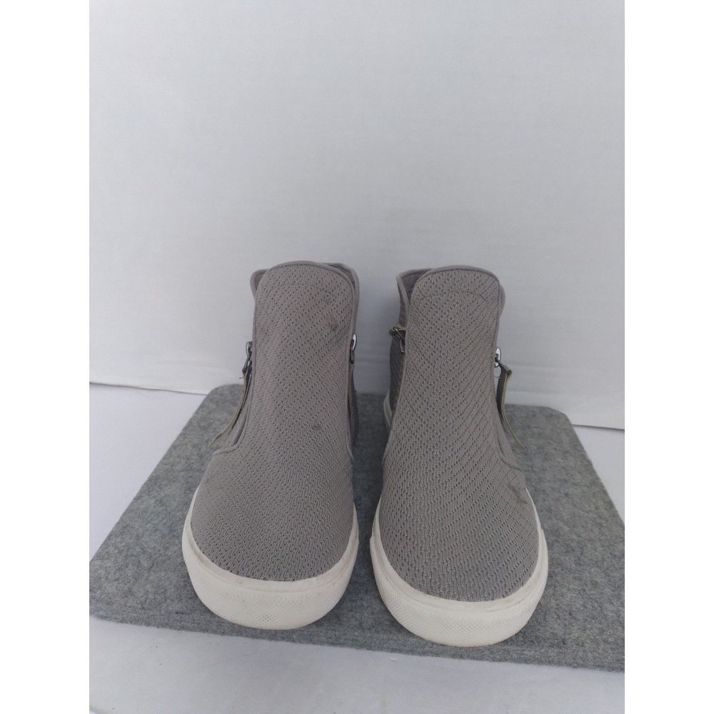 Modern Knit High-Top Sneakers with Side Zip Grey Casual Comfort Shoes